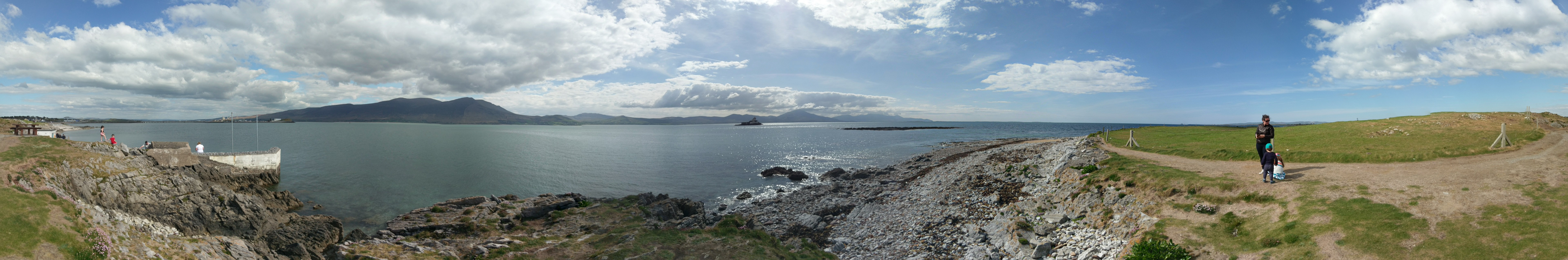 Panorama of Fenit bay in Kerry including Lighthouse